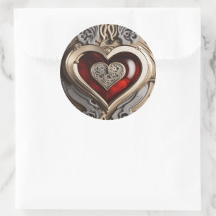 Steampunk Heart - Intrinsieke mechanische liefde Ronde Sticker