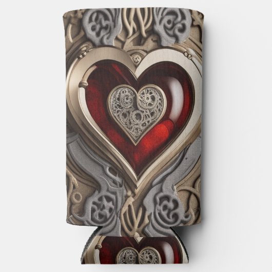 Steampunk Heart - Intrinsieke mechanische liefde Seltzer Blikjeskoeler (Voorkant)