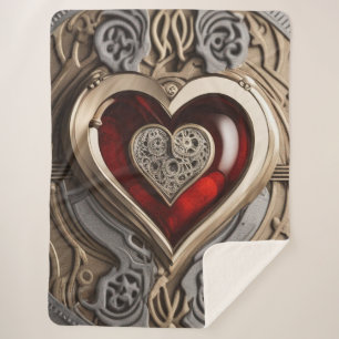 Steampunk Heart - Intrinsieke mechanische liefde Sherpa Deken