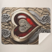 Steampunk Heart - Intrinsieke mechanische liefde Sherpa Deken (Voorkant (horizontaal))