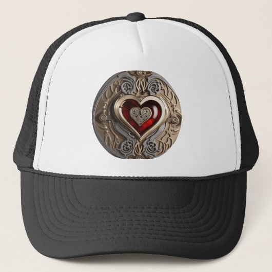 Steampunk Heart - Intrinsieke mechanische liefde Trucker Pet (Voorkant)