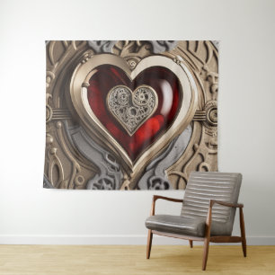 Steampunk Heart - Intrinsieke mechanische liefde Wandkleed