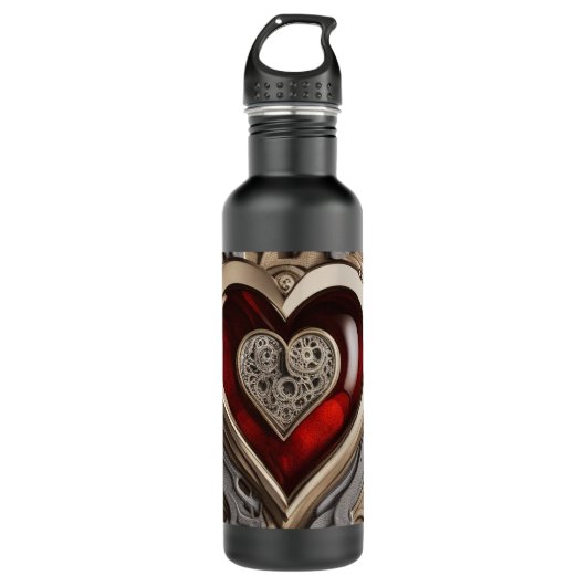 Steampunk Heart - Intrinsieke mechanische liefde Waterfles (Voorkant)