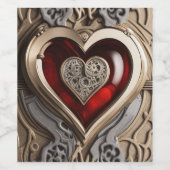 Steampunk Heart - Intrinsieke mechanische liefde Wijn Etiket (Enkel label)