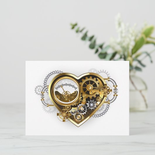 Steampunk Heart met een manometer Aankondiging (Staand voorkant)