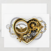 Steampunk Heart met een manometer Aankondiging (Voorkant / Achterkant)