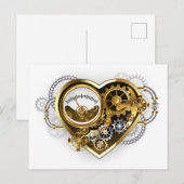 Steampunk Heart met een manometer Aankondigingskaart (Voorkant / Achterkant)