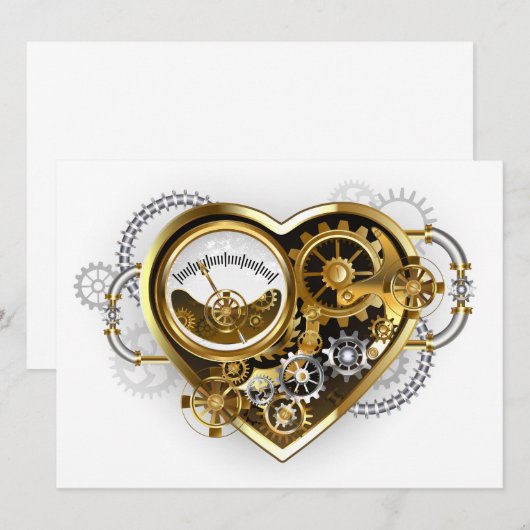 Steampunk Heart met een manometer Advieskaart (Voorkant / Achterkant)