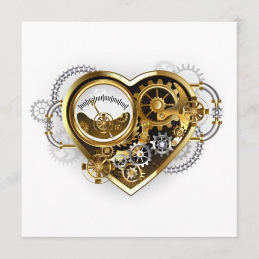 Steampunk Heart met een manometer Advieskaart (Voorkant)
