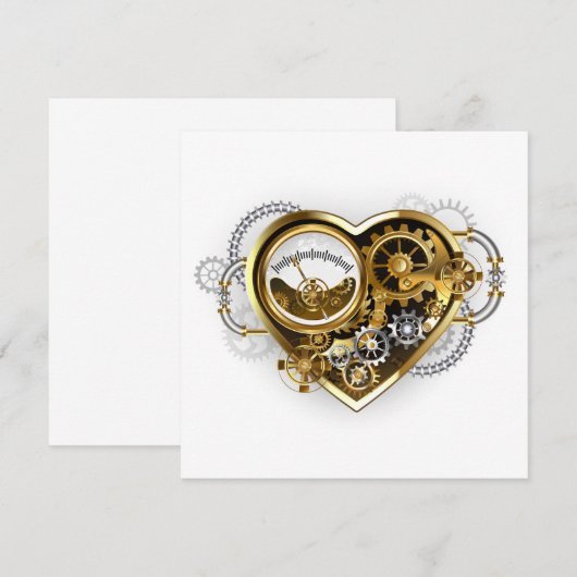 Steampunk Heart met een manometer Advieskaart (Voorkant / Achterkant)