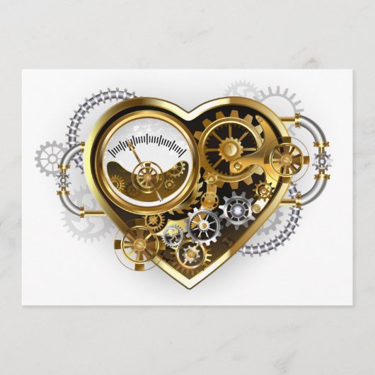Steampunk Heart met een manometer Advieskaart (Voorkant)
