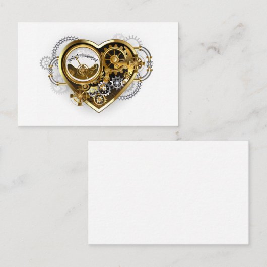 Steampunk Heart met een manometer Afsprakenkaartje (Voorkant / Achterkant)