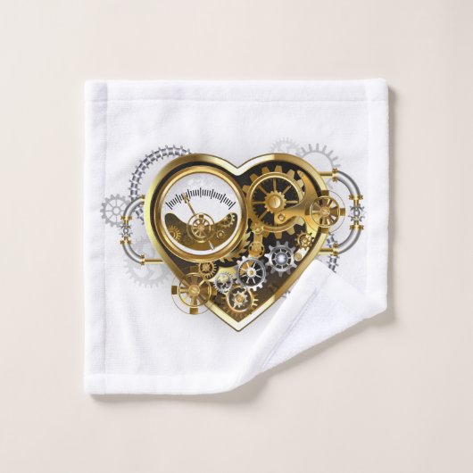 Steampunk Heart met een manometer Bad Handdoek (Wasdoekje)