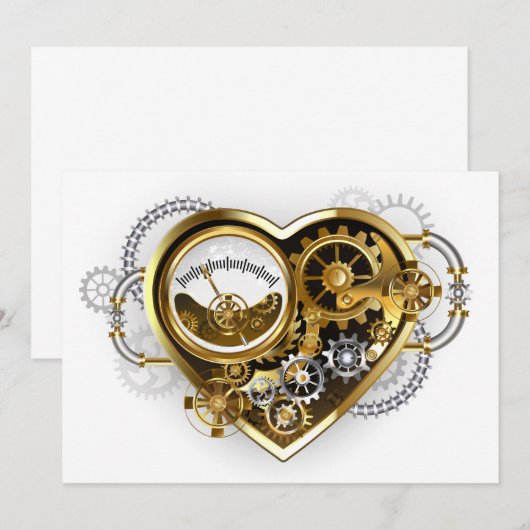 Steampunk Heart met een manometer Bedankkaart (Voorkant / Achterkant)