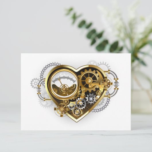 Steampunk Heart met een manometer Bedankkaart (Staand voorkant)