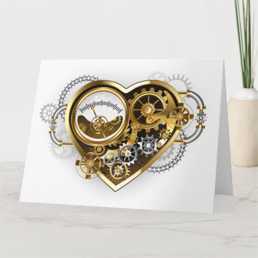 Steampunk Heart met een manometer Bedankkaart (Voorkant)