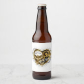 Steampunk Heart met een manometer Bier Etiket (Voorkant)
