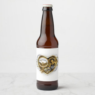 Steampunk Heart met een manometer Bier Etiket