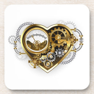 Steampunk Heart met een manometer Bier Onderzetter