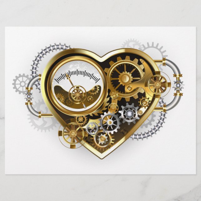 Steampunk Heart met een manometer Briefhoofd (Voorkant)