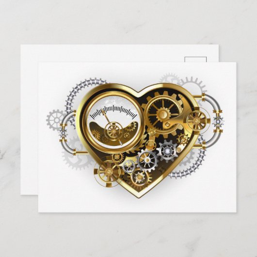 Steampunk Heart met een manometer Briefkaart (Voorkant / Achterkant)