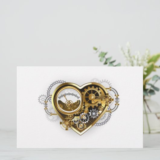 Steampunk Heart met een manometer Briefpapier (Staand voorkant)