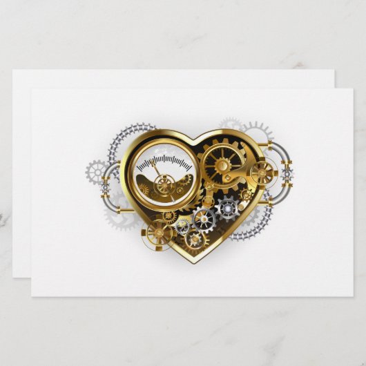 Steampunk Heart met een manometer Briefpapier (Voorkant / Achterkant)