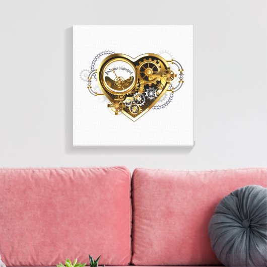 Steampunk Heart met een manometer Canvas Afdruk (Insitu (Woonkamer))