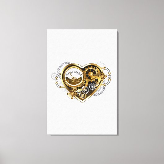 Steampunk Heart met een manometer Canvas Afdruk (Voorkant)