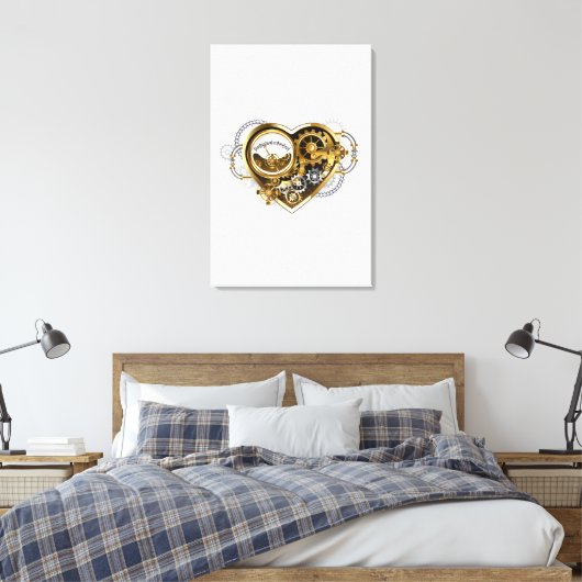 Steampunk Heart met een manometer Canvas Afdruk (Insitu (Slaapkamer))