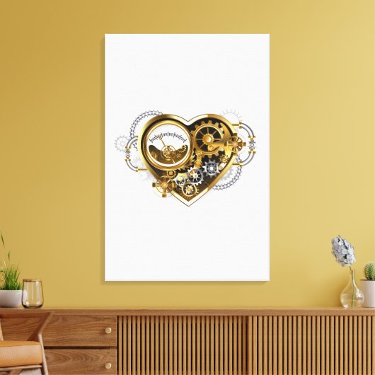 Steampunk Heart met een manometer Canvas Afdruk (Insitu (Woonkamer))