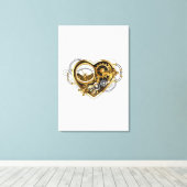 Steampunk Heart met een manometer Canvas Afdruk (Insitu (Houten vloer))
