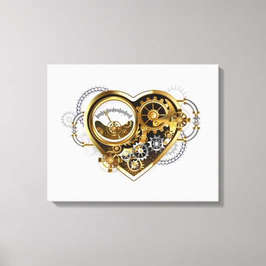 Steampunk Heart met een manometer Canvas Afdruk (Voorkant)