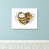 Steampunk Heart met een manometer Canvas Afdruk (Insitu (Houten vloer))