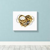Steampunk Heart met een manometer Canvas Afdruk (Insitu (Houten vloer))