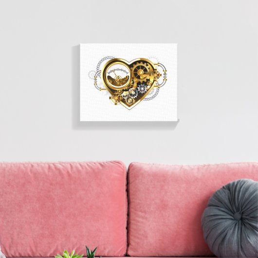 Steampunk Heart met een manometer Canvas Afdruk (Insitu (Woonkamer))