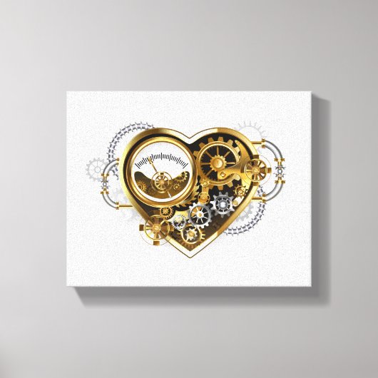 Steampunk Heart met een manometer Canvas Afdruk (Voorkant)