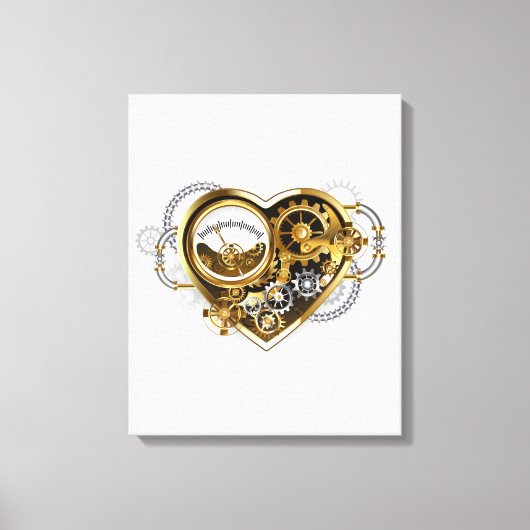 Steampunk Heart met een manometer Canvas Afdruk (Voorkant)