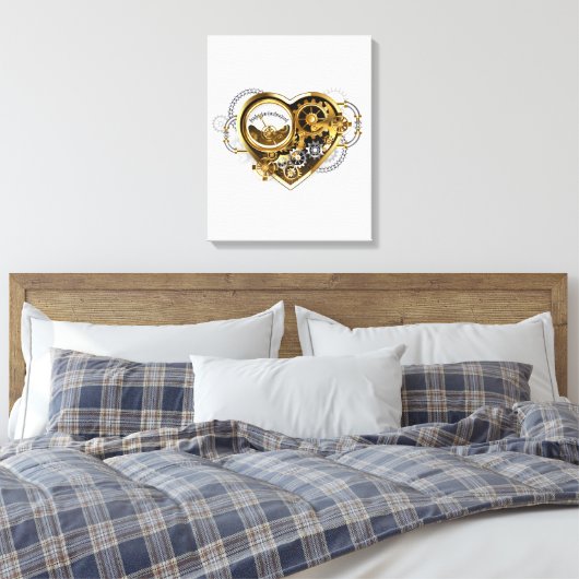 Steampunk Heart met een manometer Canvas Afdruk (Insitu (Slaapkamer))