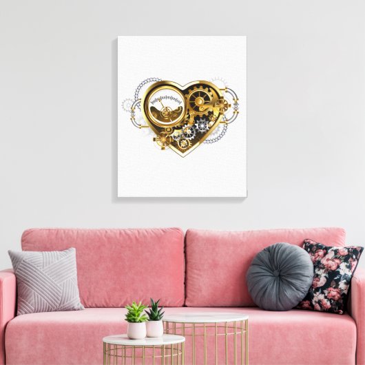 Steampunk Heart met een manometer Canvas Afdruk (Insitu (Woonkamer))