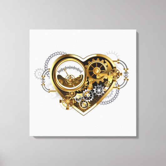 Steampunk Heart met een manometer Canvas Afdruk (Voorkant)