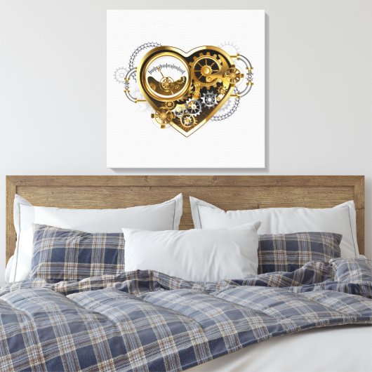 Steampunk Heart met een manometer Canvas Afdruk (Insitu (Slaapkamer))