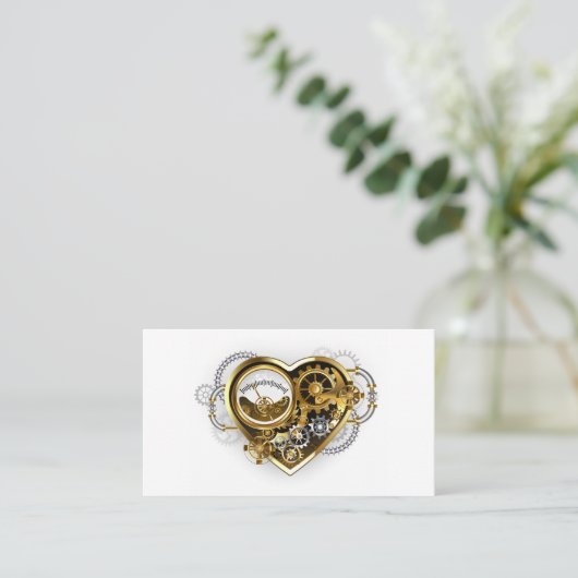 Steampunk Heart met een manometer Contactkaartje (Staand voorkant)