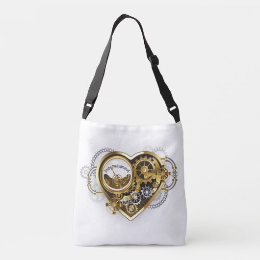 Steampunk Heart met een manometer Crossbody Tas (Achterkant)