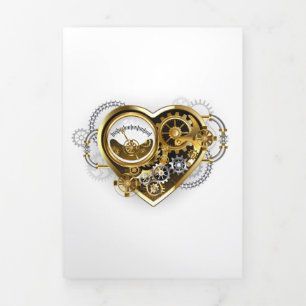 Steampunk Heart met een manometer Drieluik Uitnodiging