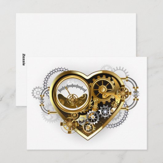 Steampunk Heart met een manometer Feestdagenkaart (Voorkant / Achterkant)