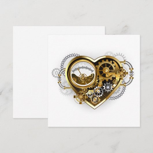 Steampunk Heart met een manometer Feestdagenkaart (Voorkant / Achterkant)