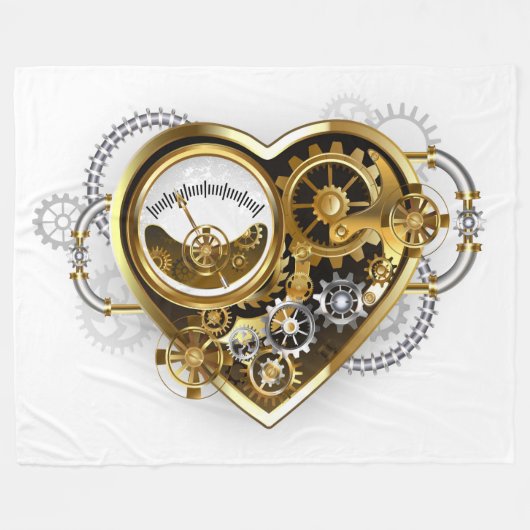Steampunk Heart met een manometer Fleece Deken (Voorkant (Horizontaal))