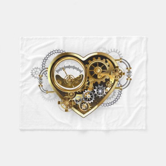 Steampunk Heart met een manometer Fleece Deken (Voorkant (Horizontaal))