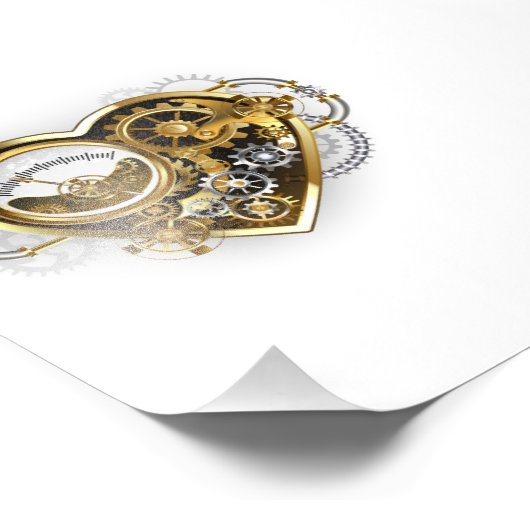 Steampunk Heart met een manometer Foto Afdruk (Hoek)